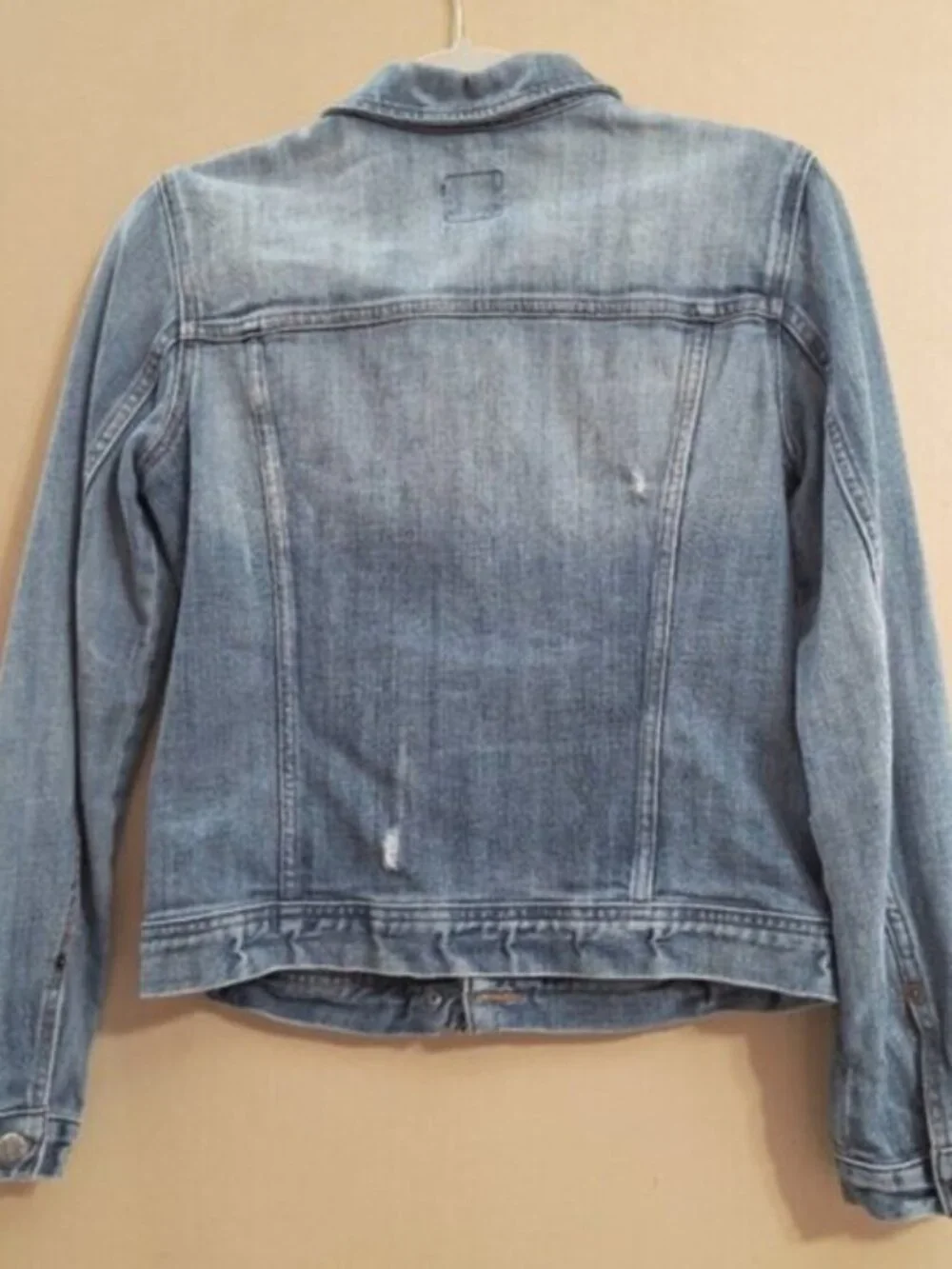 J. Crew womens Light Wash Distressed Denim Jacket Classic Fit X-Small